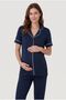 Women's Navy Blue Ribbed Front Buttoned 2-Piece New Season Maternity Pajama Set