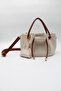 Women's Cream Tan Drawstring Crossbody Hand and Shoulder Bag with Charm Accessories - 4