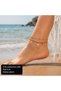 Elegant Butterfly Figured Double Row Gold Color Stainless Steel Women's Anklet – Stone Detailed Stylish Summer Foot Jewelry