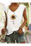 Women's Mix Printed V-Neck Sleeveless Regular Fit Comfortable T-Shirt