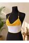 Handmade Crochet Crop Blouse |   Bohemian Summer Women's Blouse with Straps Bustier Yellow - 3