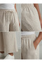 Women's Elastic Waist Striped Linen Trousers with Pockets Loose Cut Wide Leg Pants - 3
