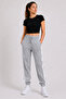 Women's Striped Detailled Elasticized Legs Sweatpants Gray - 3