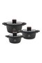 Life Smile 6Pcs Non-Stick Cookware Sets-Titanium Coating Cookwares, Cooking Set Non-Stick Includes 16/20/24cm Casserole with Lid,Oven Safe Aluminium Pots Set