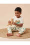 Boys Beige Roar Print T-Shirt And Long Pants PJ Set