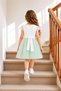 Girl's Lace, Stone Detailed, Lined Layered Tulle Dress for Birthday, Wedding, Special Occasion. - 2