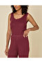 Women Burgundy Pointelle Cami Top And Long Pants Set - 4