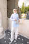 Baby Blue Bird-Eye Shirt with Tie Detail - 3