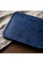 Card Holder, Genuine Leather, Handmade, 4 Cards + Divider, Shawl Pattern, Blue - 2