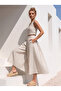 Mink White Striped Kali Pants Skirt and Crop Blouse Set