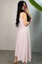 New Season Women's Strappy Square Collar Long Crepe Dress with Tie Detail at the Back of the Waist - 3