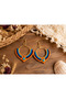 Turquoise Stone Detailed Colorful Macrame Hoop Earrings Handmade Bohemian Women's Earrings - 3