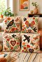 Drawing Birds Patterned 4-Piece Throw Pillow Cover Set - 2