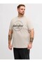 Men's Beige Jjedover Denim Tee Ss O-Neck Sn Pls Large Size T-Shirt