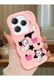 Infinix Hot 40 Pro Compatible Case Camera Protector Pink Silicone Couple Phone Case Character Pattern