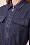 Zippered Belted Pocketed Navy Blue Dress 0552 - 3