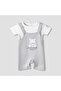 Round Neck Short Sleeves T-shirt and Dungaree Set with Winnie the Pooh Applique - 2