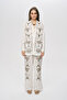 Women's Stone and Bead Embroidered Oversize Natur Shirt - 3