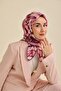 وشاح حريري من التويل بنمط تجريدي وردي غامق 90x90 - 3