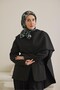 وشاح حريري من التويل بنمط تجريدي باللون الأخضر الزمردي 90x90
