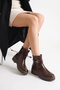 S240 Women's Crocodile Patterned Serrated Thick Sole Zippered Buckle Ankle Boots - 2