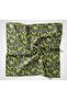 Cotton Polyester Scarf Green-Phosphor Yellow Gray Cream Botanical Patterned Soft Textured 90X90 - 5