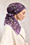 Cotton Polyester Scarf Purple Large Daisy Patterned Soft Textured Non-Slip 90X90 - 2