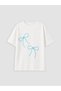 Lcw Kids Ecru Crew Neck Bow Embroidery Girls' T-Shirt - 2