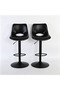 Modern Bar Stools Set of 2, Adjustable Faux Leather Upholstered Swivel Bar Stools, Counter Height Bar Chairs with Back for Kitchen Island, Black