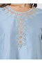 Blue Embroidered Long Sleeves Jalabiya - 4