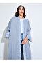 Light Blue Graphic Embroidered Open Front Abaya - 2