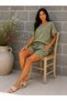 Women's Original Italian Raw Linen Sequin Set Shorts and Blouse 38-44 - 2