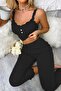 Lace Strap Ribbed Crop Top and Long Lace Leg Pajama Set - 4