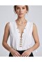 Women's V-Neck Gold Hook Detailed Sleeveless Blouse - 3