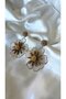 Women's Gold Detailed Brown Dangle Flower Earrings - 4