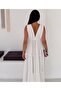 Women's Double-Breasted V-Neck, V-Back, Elastic Waist, Layered, Loose Summer Maxi Dress - 2