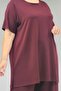 67067 Plus Size T-Shirt and Pants Modal Set - Burgundy - 2