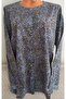 Er Clothing Paper Print Combed Cotton Blouse Long-Sleeve Front Button Blue Floral - 2