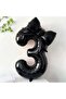 Black Bow and Black Number Foil Balloon Set