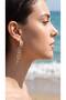 Gold Color Zircon Stone Dangle Earrings with Geometric Detail Sparkling Women's Earrings Stylish and Modern Design - 4