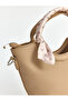 Leather Look Women's Shoulder Bag with Scarf Detail - 4