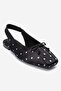 Zelvia Black and White Polka Dot Bow Open Back Women's Ballerina Shoes - 3
