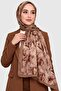 Light Brown Leaf Patterned Bamboo Crush Shawl - Wrinkled Textured Casual Shawl - 2