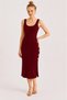 Women's Burgundy Button Detailed Camisole Midi Dress - 4