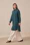 Green-Comfortable Fit Long 100% Linen Shirt - 2