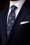 Coffee - Navy Blue Motif Pattern Italian Silk Tie İk2477