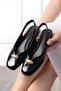 Trento Black Wrinkled Patent Leather Open Back Ballerinas with Drop Accessories - 4