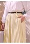 Elastic Waist Voile Fabric Long Lined Belted Crinkled Skirt - 4