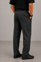Men's Anthracite Gray Premium Wide Leg Elastic Waist Fabric Trousers - 5