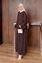 Women's Sequin Embroidered Linen Bat Sleeve Dress - 6
